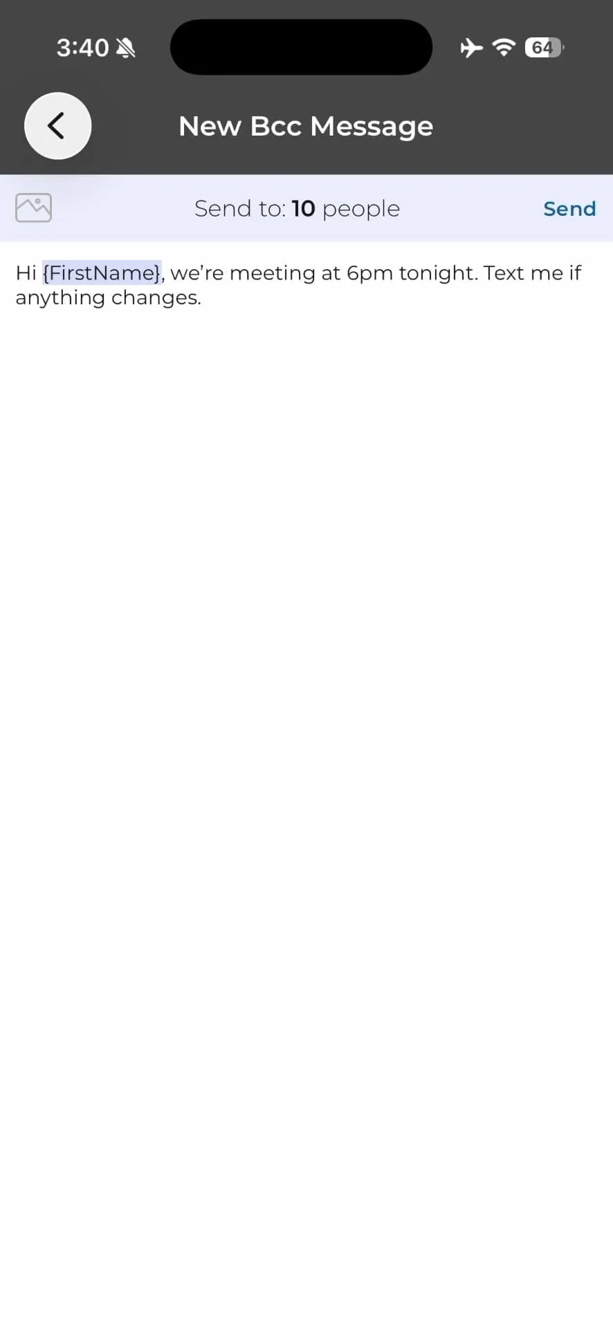 BCC Text composing a private mass text on iPhone